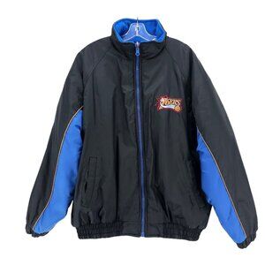 Unique 76ers Reversible Jacket Nylon Fleece Black Blue Vintage Men's LARGE